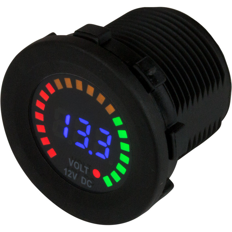 Sea-Dog Round Voltage Meter DC - 5V-15V w-Rainbow Dial