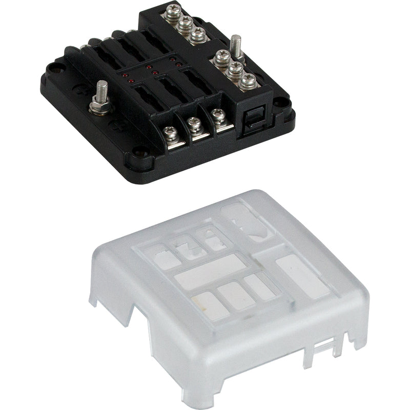 Sea-Dog Blade Style LED Indicator Fuse Block w-Negative Bus Bar - 6 Circuit