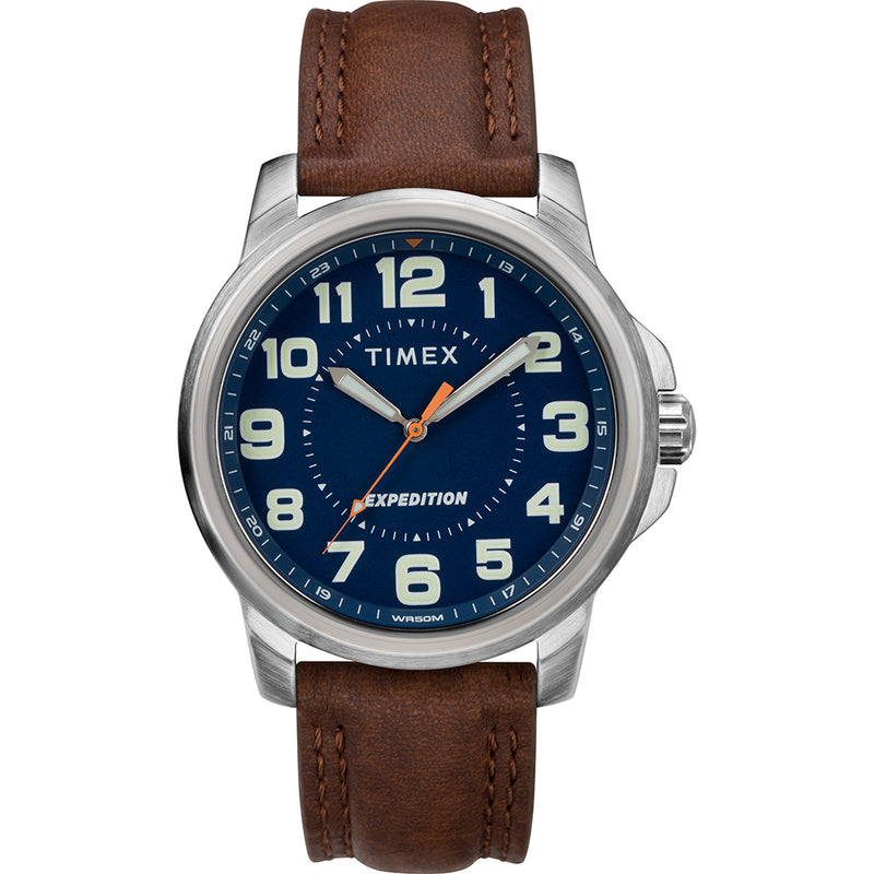 Timex Men's Expedition® Metal Field Watch - Blue Dial-Brown Strap