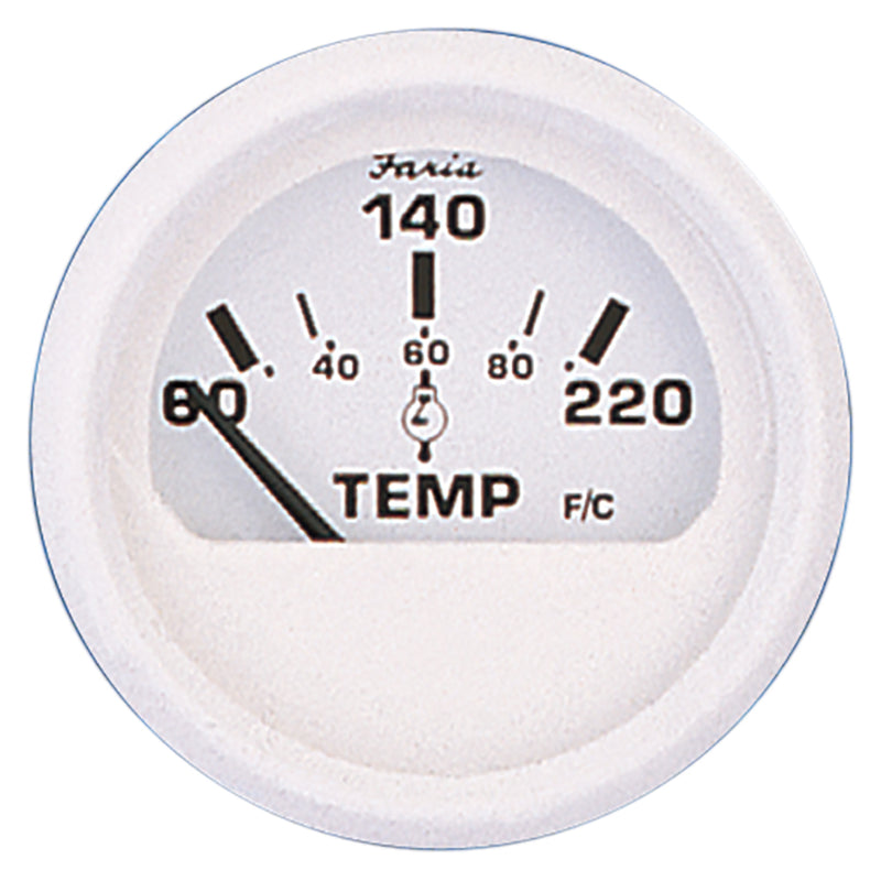 Faria Dress White 2" Cylinder Head Temperature Gauge (60 - 220° F)