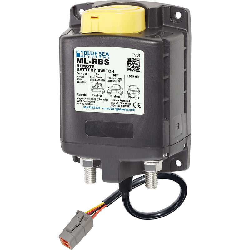 Blue Sea 7700100 ML Solenoid 12V 500A w-Manual Control & Deutsch Connector