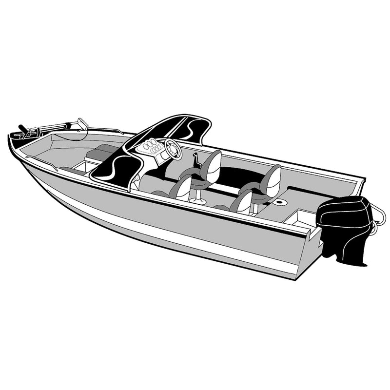 Carver Performance Poly-Guard Wide Series Styled-to-Fit Boat Cover f-16.5' Aluminum V-Hull Boats w-Walk-Thru Windshield - Grey