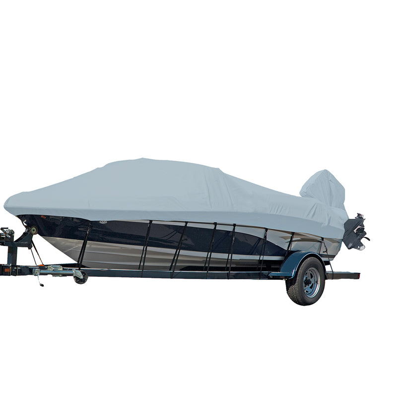 Carver Performance Poly-Guard Styled-to-Fit Boat Cover f-19.5' V-Hull Runabout Boats w-Windshield & Hand-Bow Rails - Grey