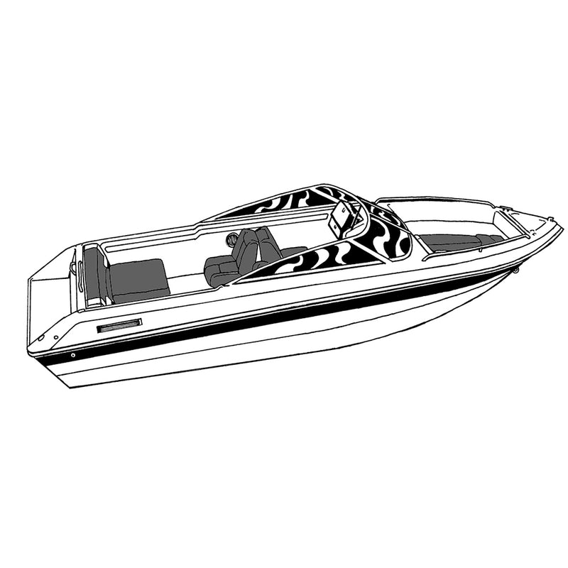 Carver Performance Poly-Guard Styled-to-Fit Boat Cover f-17.5' Sterndrive V-Hull Runabout Boats (Including Eurostyle) w-Windshield & Hand-Bow Rails - Grey