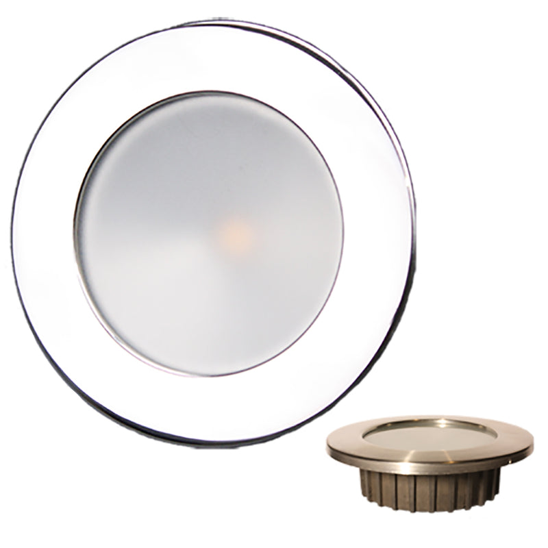 Lunasea “ZERO EMI” Recessed 3.5” LED Light - Warm White, Red w-Polished Stainless Steel Bezel - 12VDC