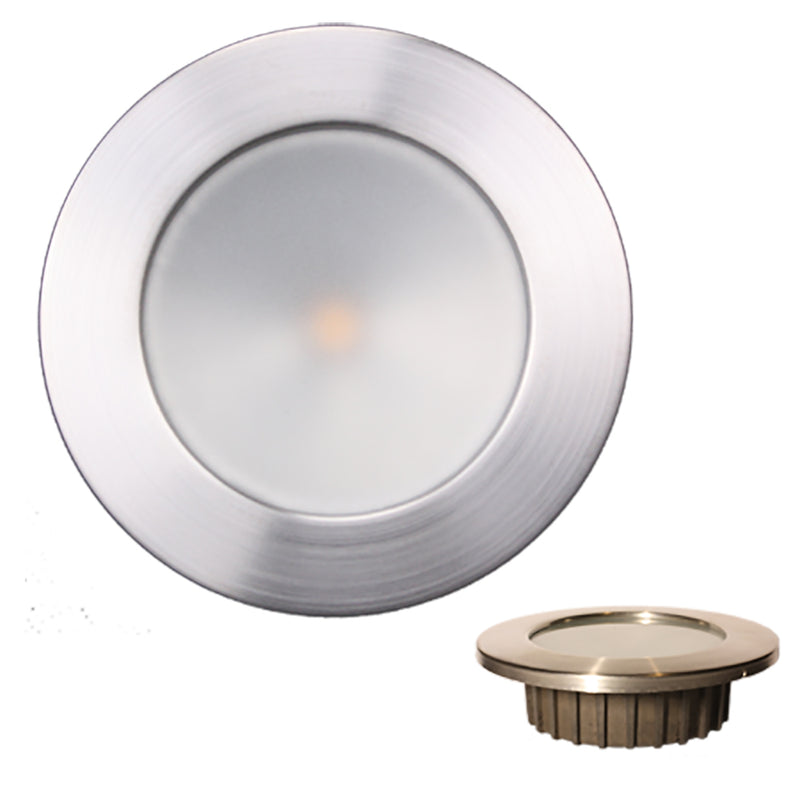 Lunasea “ZERO EMI” Recessed 3.5” LED Light - Warm White w-Brushed Stainless Steel Bezel - 12VDC