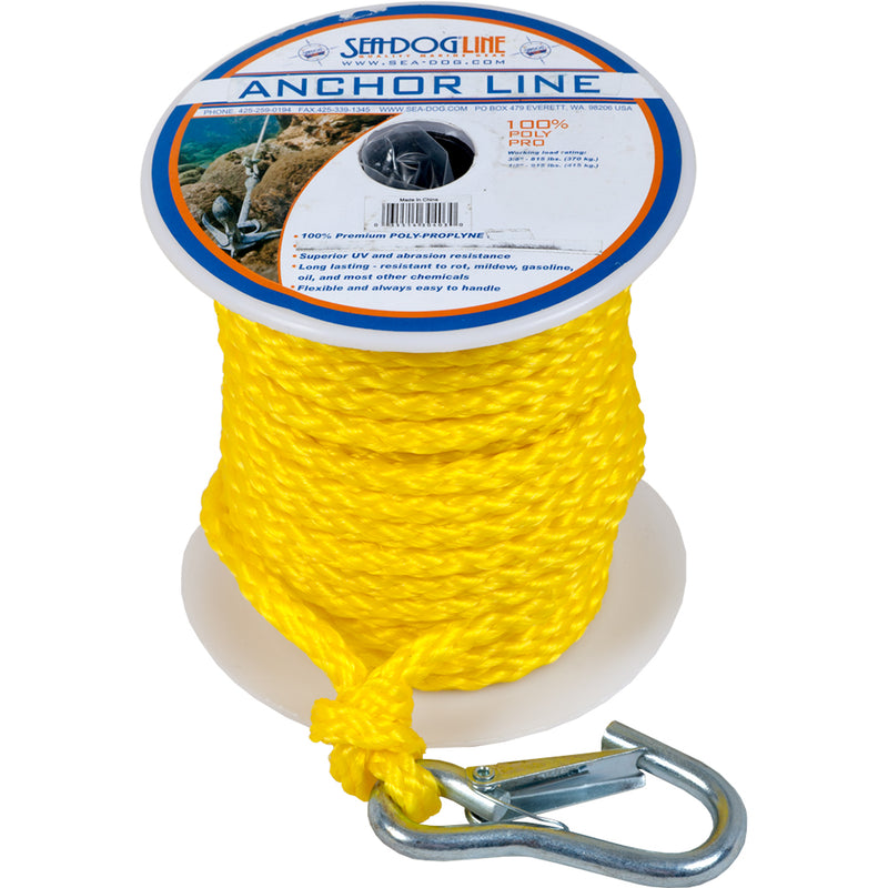 Sea-Dog Poly Pro Anchor Line w-Snap - 3-8" x 100' - Yellow