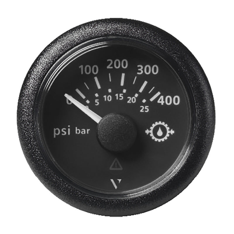 Veratron 2-1-16" (52mm) ViewLine Transmission Oil Pressure 400 PSI-25 Bar - Black Dial & Round Bezel