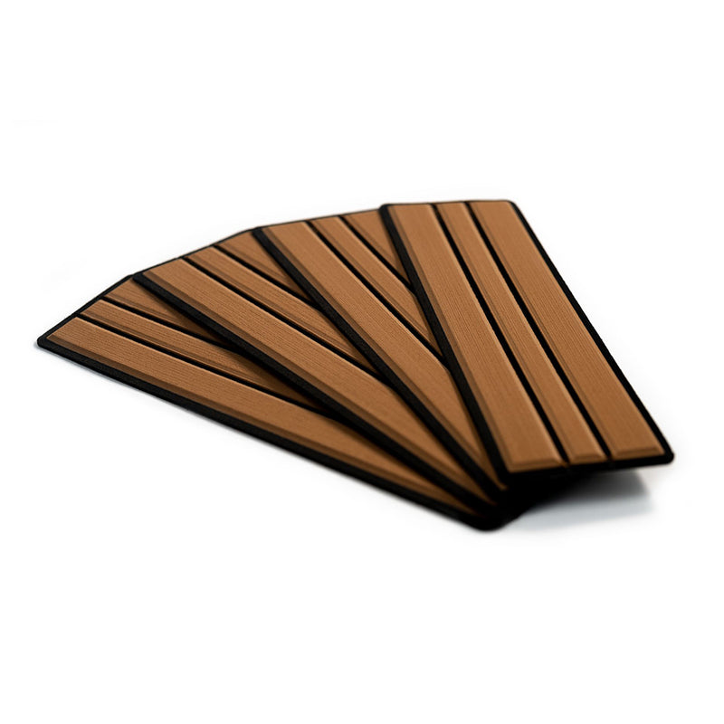 SeaDek Brushed 6mm 4-Piece Step Kit - 3.75" x 12.75" - Mocha-Black Faux Teak