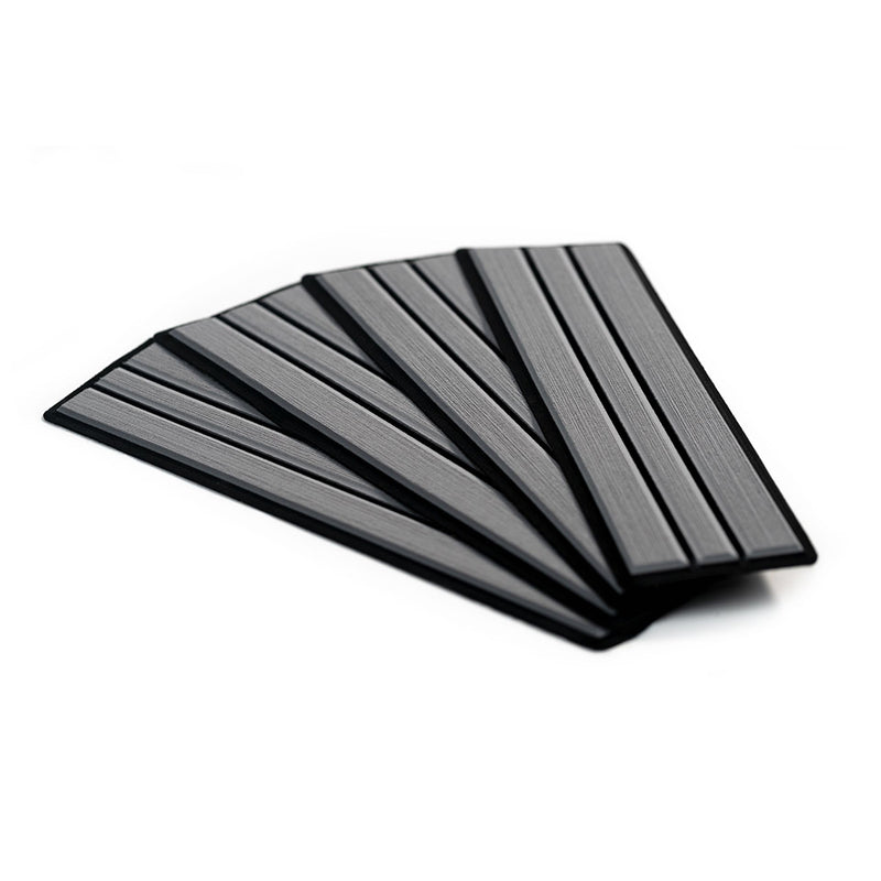 SeaDek Brushed 6mm 4-Piece Step Kit - 3.75" x 12.75" - Storm Gray-Black Faux Teak