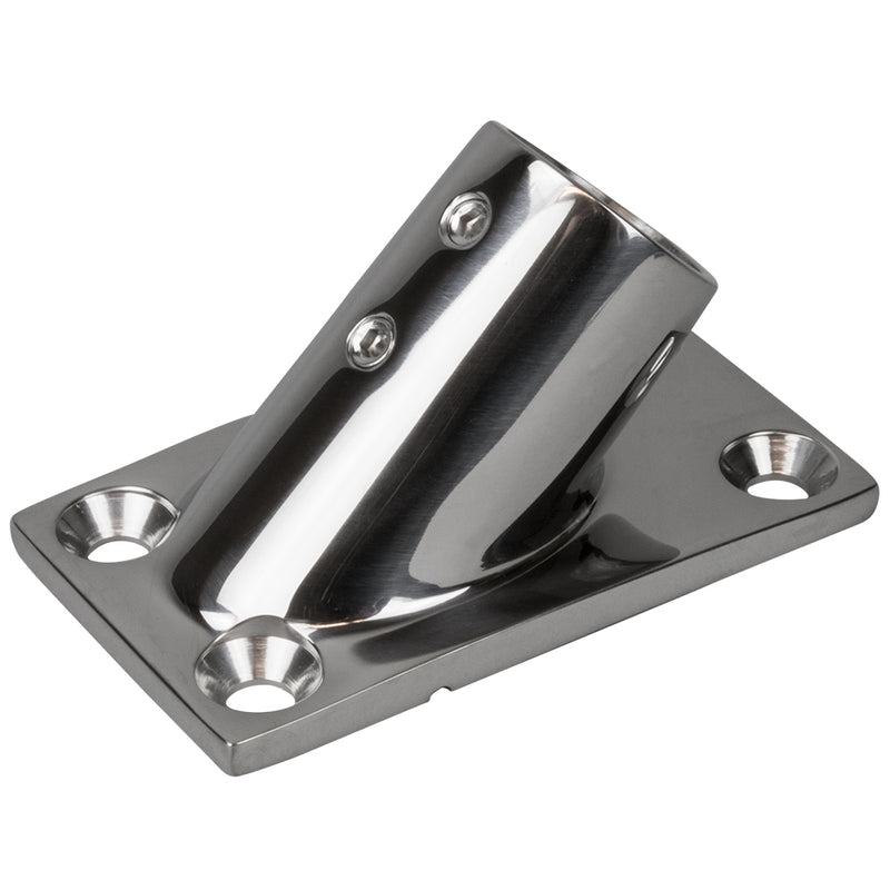 Sea-Dog Rail Base Fitting Rectangular Base 45° 316 Stainless Steel - 3-1-4" x 1-7-8" - 1" OD