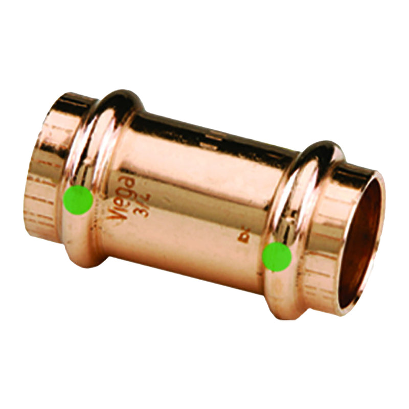 Viega ProPress 1-2" Copper Coupling w-Stop - Double Press Connection - Smart Connect Technology