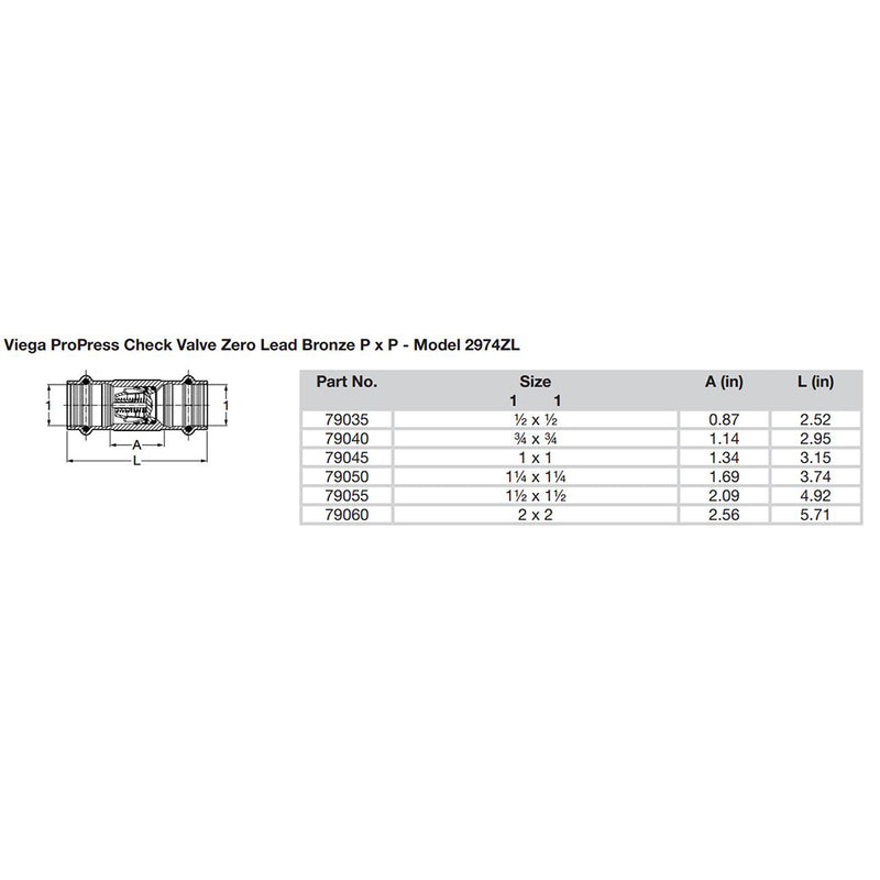 Viega ProPress 1-1-4" Zero Lead Check Valve - Double Press Connection - Smart Connect Technology