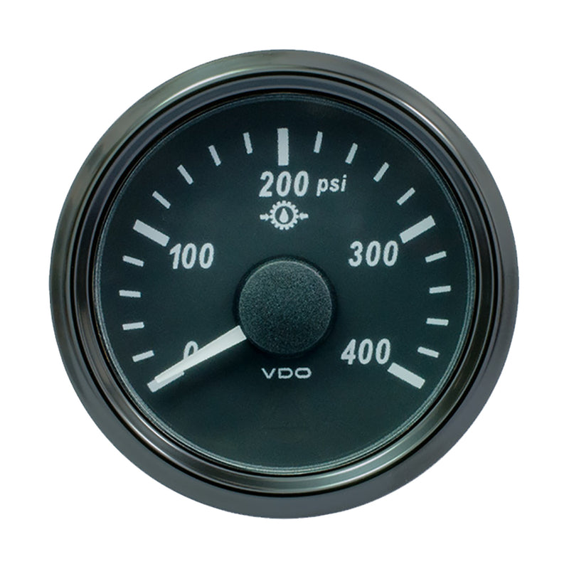 VDO SingleViu 52mm (2-1-16") Oil Pressure Gauge - 400 PSI - 0-180 Ohm