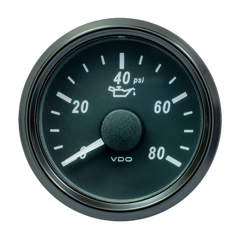 VDO SingleViu 52mm (2-1-16") Oil Pressure Gauge - 80 PSI - 0-180 Ohm