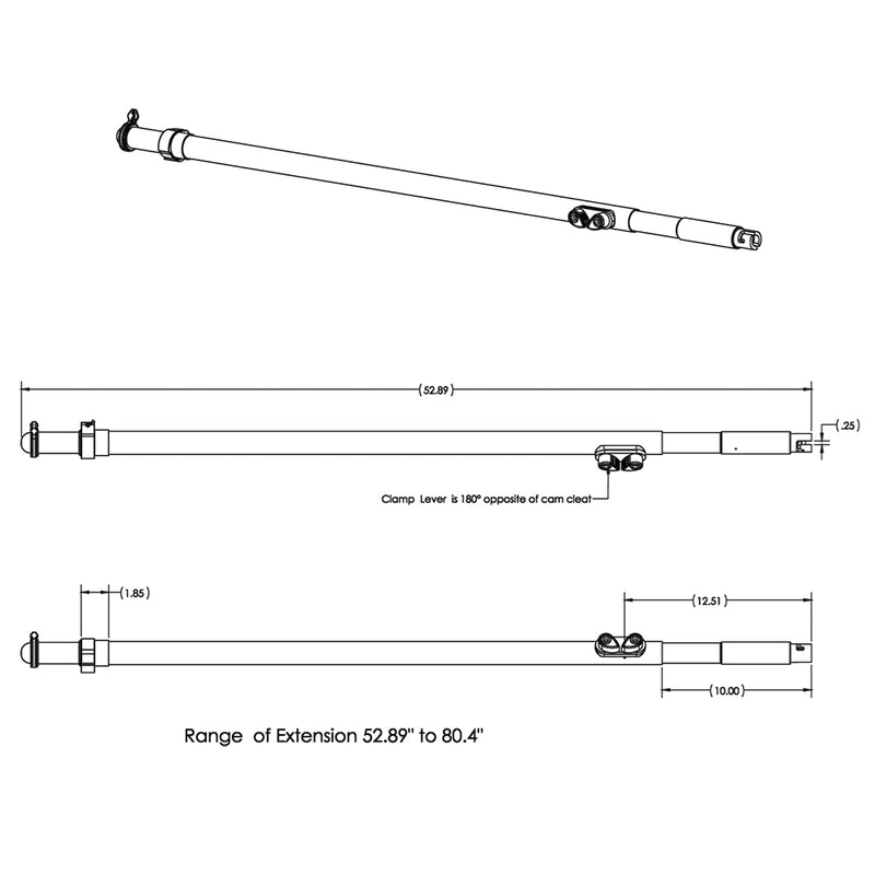 TACO Tele-Sun Carbon Fiber Shade Pole w-Carry Bag