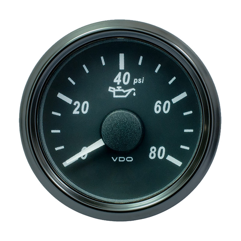 VDO SingleViu 52mm (2-1-16") Oil Pressure Gauge - 80 PSI - 240-33 Ohm