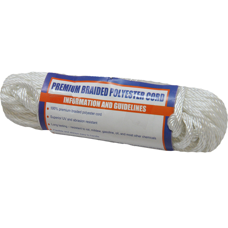 Sea-Dog Solid Braid Polyester Cord Hank - 3-16" x 50' - White