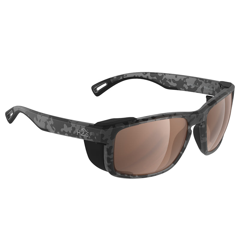 H2Optix Reef Sunglasses Matt Tiger Shark, Brown Lens Cat.3 - AntiSalt Coating w-Floatable Cord