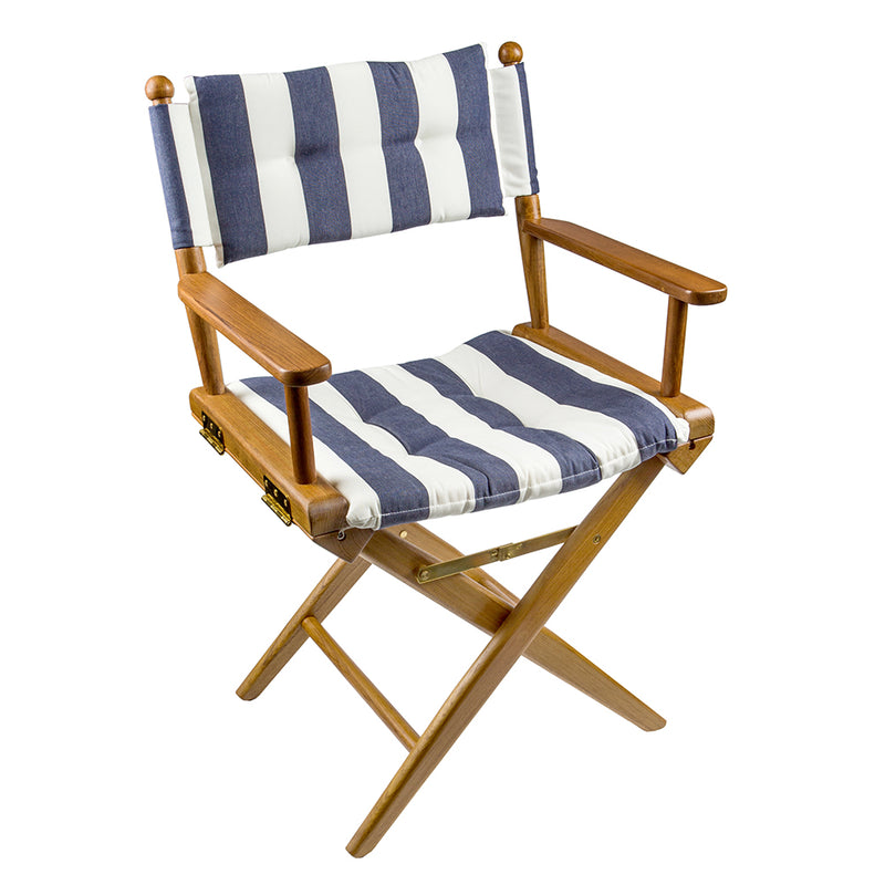 Whitecap Director's Chair w-Navy & White Cushion - Teak