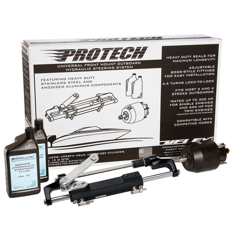 Uflex PROTECH 1.1 Front Mount OB Hydraulic System - Includes UP28 FM Helm, Oil & UC128-TS-1 Cylinder - No Hoses