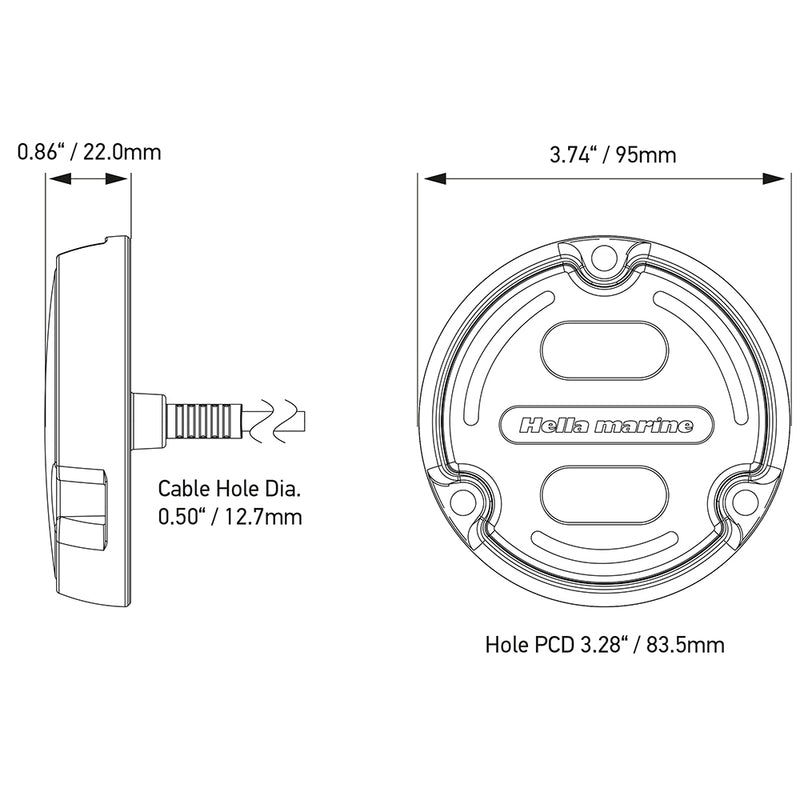 Hella Marine Apelo A2 Blue White Underwater Light - 3000 Lumens - Black Housing - Charcoal Lens w-Edge Light