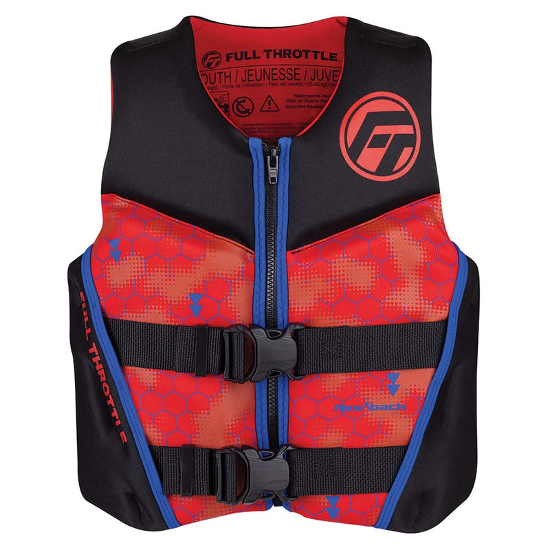 Full Throttle Youth Rapid-Dry Flex-Back Life Jacket - Red-Black