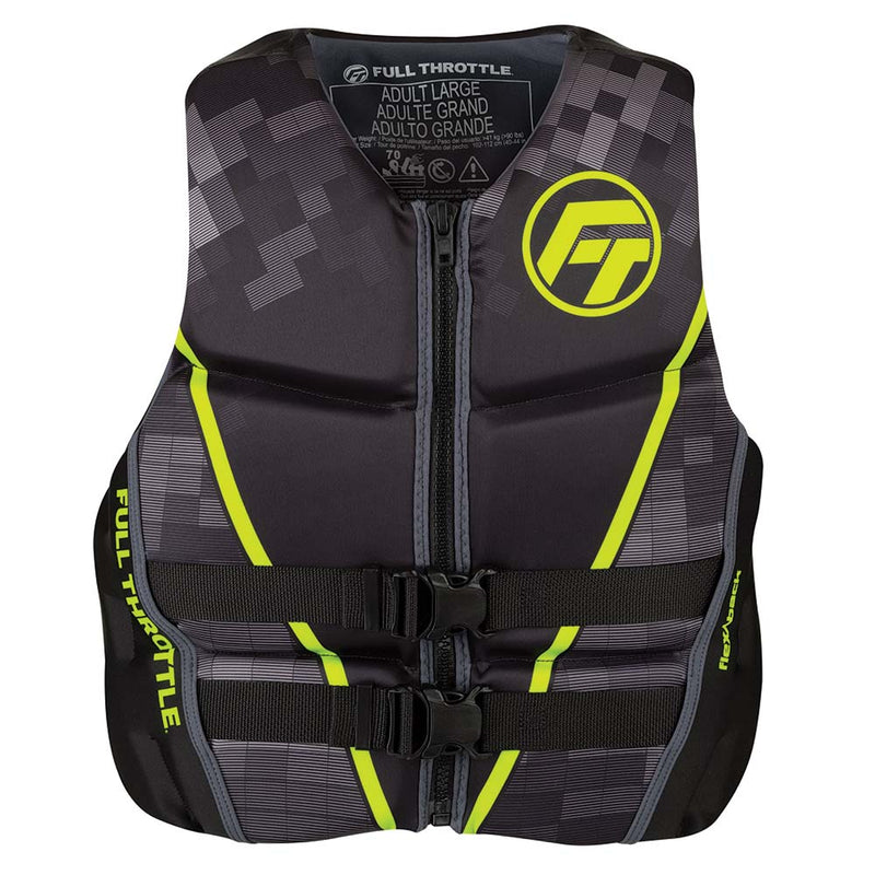 Full Throttle Men's Rapid-Dry Flex-Back Life Jacket - L - Black-Green