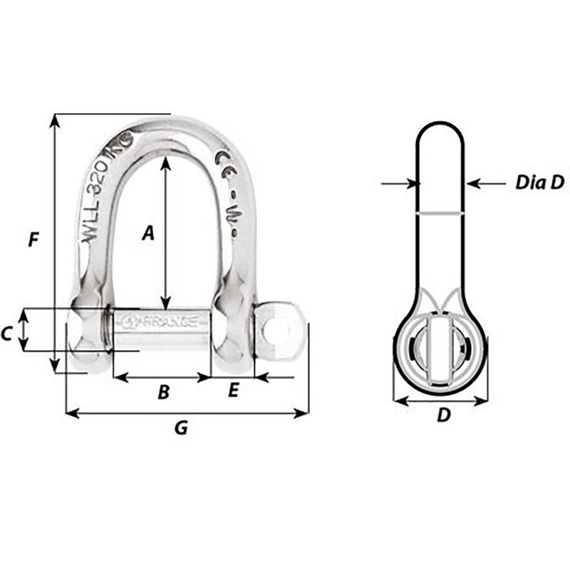 Wichard Self-Locking D Shackle - Diameter 4mm - 5-32"