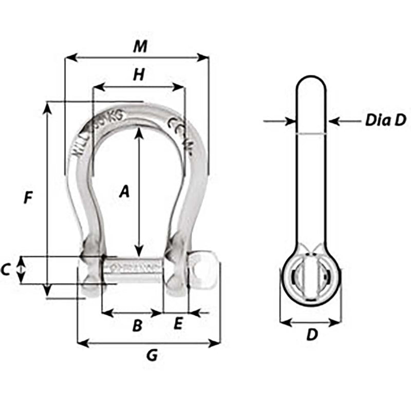 Wichard Self-Locking Bow Shackle - Diameter 4mm - 5-32"