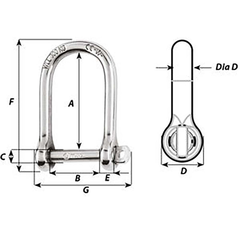 Wichard Self-Locking Large Shackle - Diameter 5mm - 3-16"