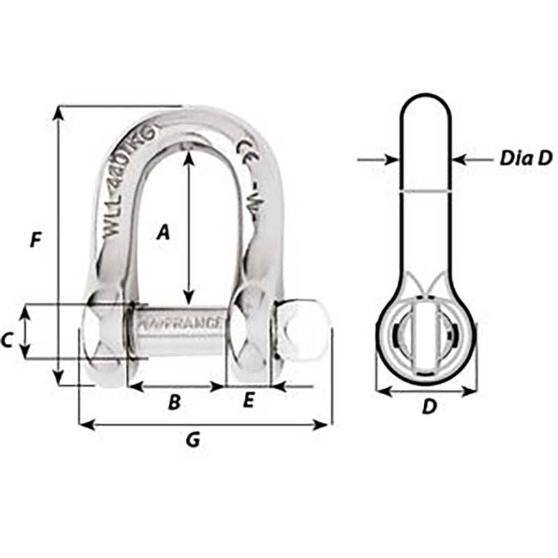 Wichard Captive Pin D Shackle - Diameter 4mm - 5-32"