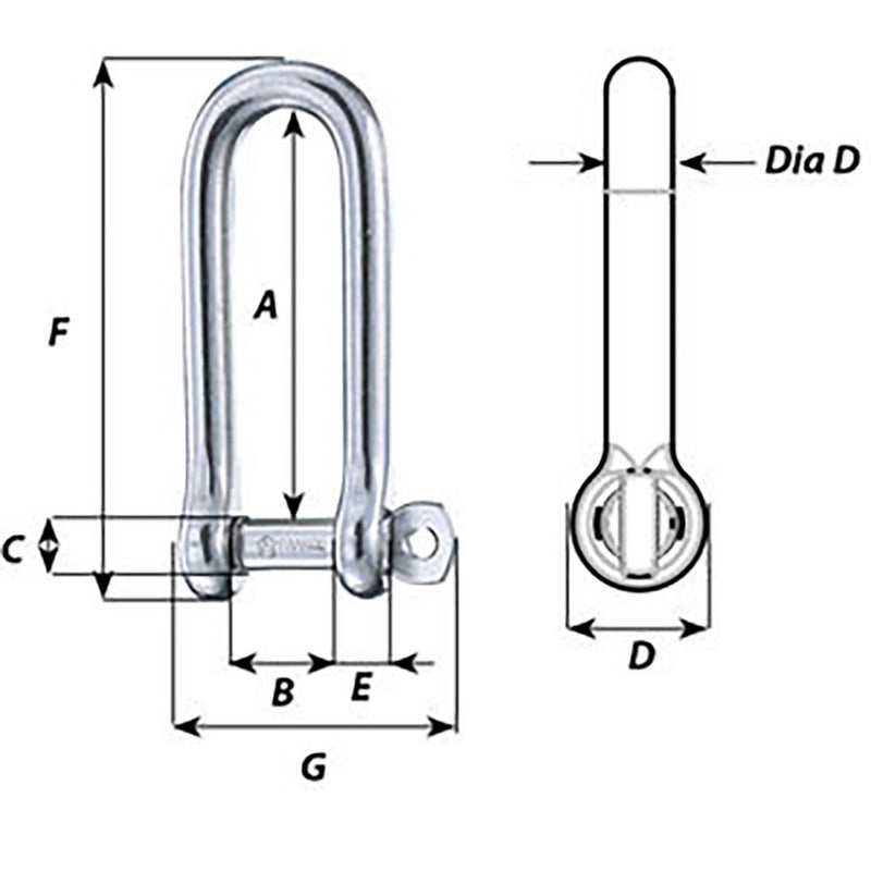 Wichard Captive Pin Long D Shackle - Diameter 4mm - 5-32"