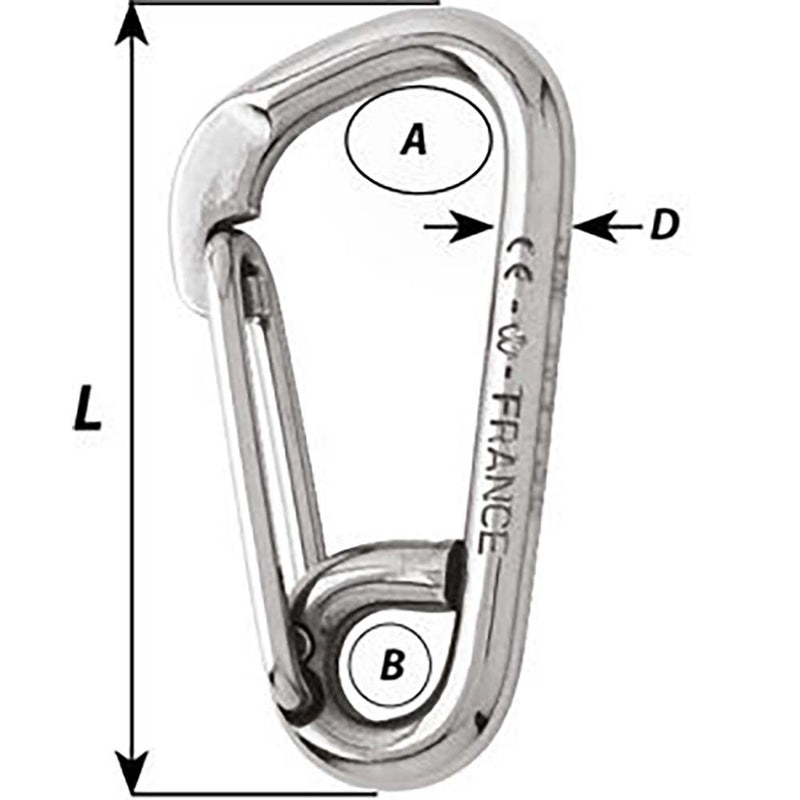 Wichard Asymmetric Carbine Hook - Length 120mm - 15-32"