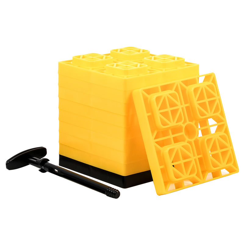 Camco FasTen Leveling Blocks w-T-Handle - 2x2 - Yellow *10-Pack