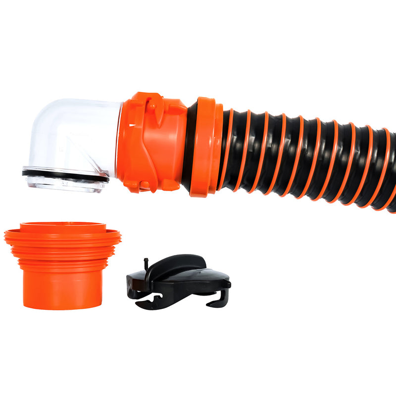 Camco RhinoEXTREME 15' Sewer Hose Kit w-Swivel Fitting 4 In 1 Elbow Caps