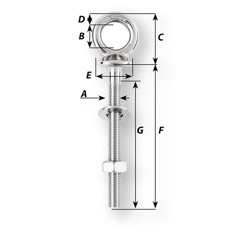 Wichard Eye Bolt - Diameter 15-32" - Length 1-9-16"