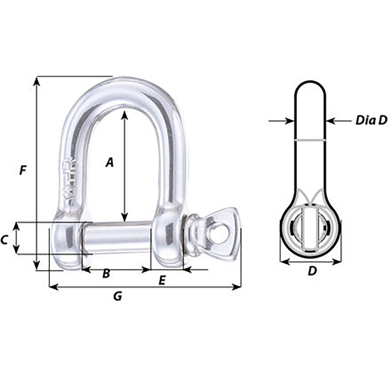 Wichard HR D Shackle - Diameter 15-64"