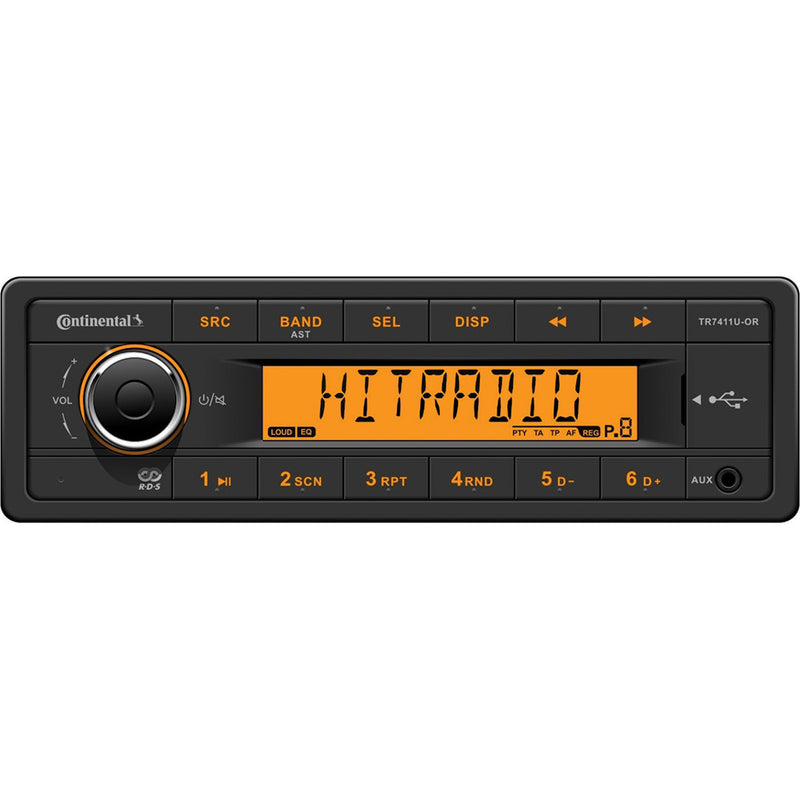 Continental Stereo w-AM-FM-USB - Harness Included - 12V